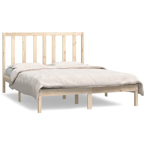 vidaXL Estructura de cama sin colch&oacute;n madera maciza de pino 135x190 cm