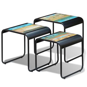 vidaXL Mesas apilables 3 unidades madera maciza reciclada