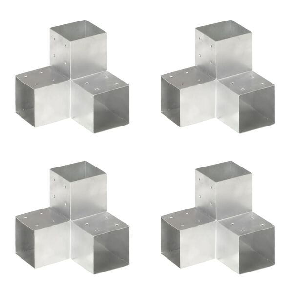 vidaXL Conectores de postes en Y 4 uds metal galvanizado 101x101 mm