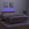 vidaXL Cama box spring colch&oacute;n y LED terciopelo rosa 140x190 cm
