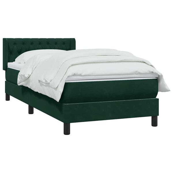 vidaXL Cama box spring con colch&oacute;n terciopelo verde oscuro 90x210 cm