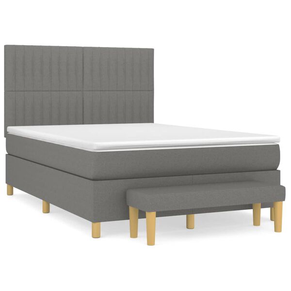 vidaXL Cama box spring con colch&oacute;n tela gris oscuro 140x190 cm