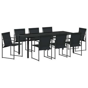 vidaXL Conjunto de Comedor de Jard&iacute;n 9 pcs Negro