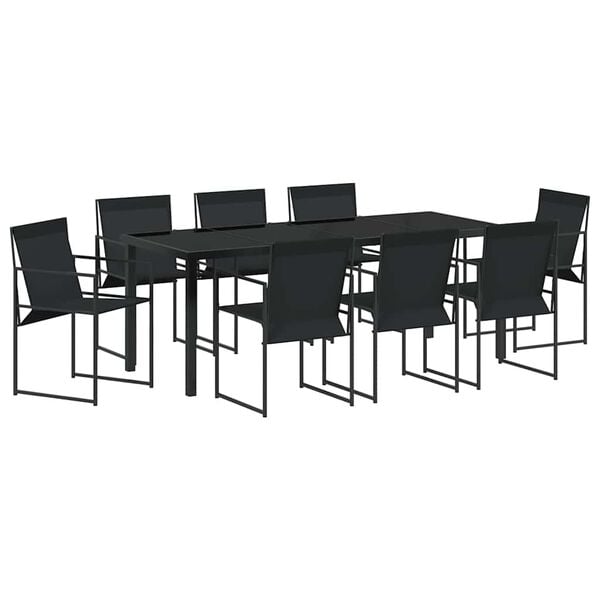 vidaXL Conjunto de Comedor de Jard&iacute;n 9 pcs Negro