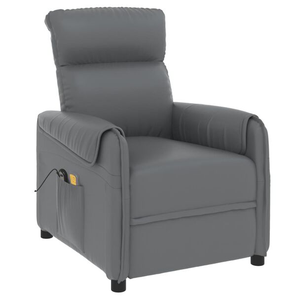 vidaXL Sill&oacute;n de masaje elevable cuero sint&eacute;tico gris