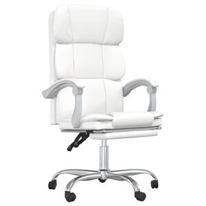 vidaXL Silla de oficina reclinable cuero sint&eacute;tico blanco
