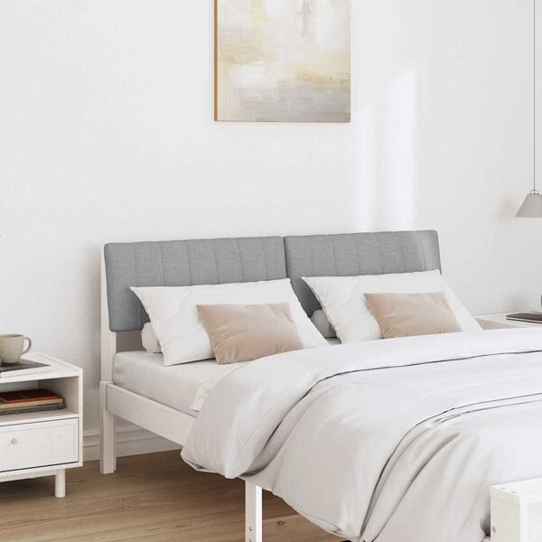 vidaXL Cabecero tapizado Gris Claro 140 cm Madera de pino macizo