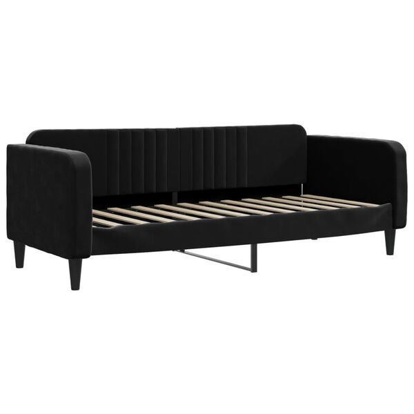 vidaXL Sofá cama con colchón terciopelo negro 80x200 cm