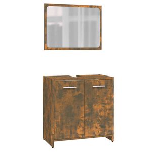 vidaXL Set de muebles de ba&ntilde;o madera contrachapada color roble ahumado