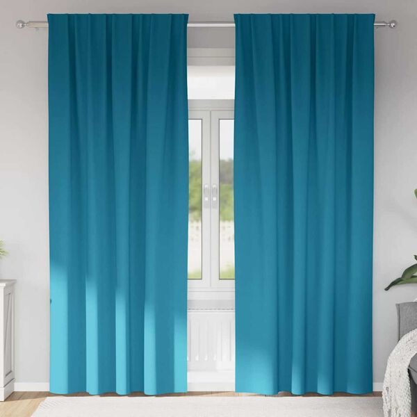 vidaXL Cortinas Opacas con Anillas 2 pcs Tuquesa 245 x 140 cm