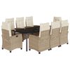 vidaXL Set comedor de jard&iacute;n 9 pzas con cojines rat&aacute;n sint&eacute;tico beige