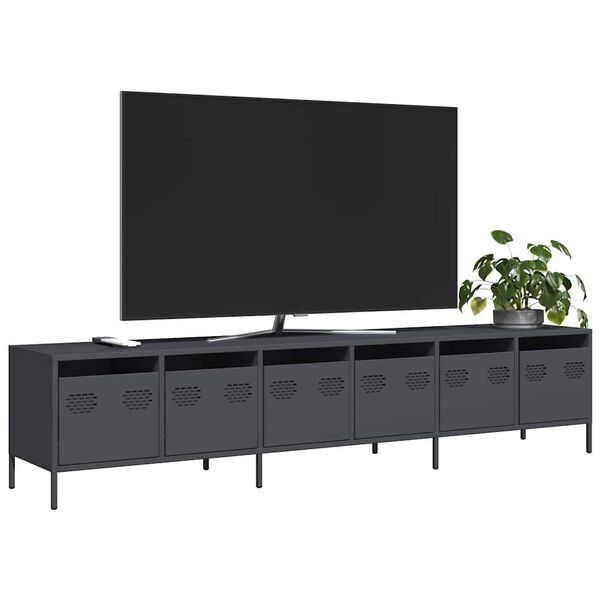 vidaXL Mueble de TV acero laminado en fr&iacute;o antracita 202x39x43,5 cm