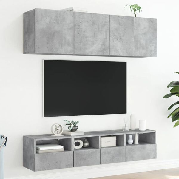 vidaXL Muebles de pared para TV 2 uds madera gris hormig&oacute;n 40x30x30 cm