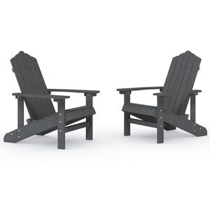 vidaXL Sillas de jard&iacute;n Adirondack 2 unidades HDPE gris antracita