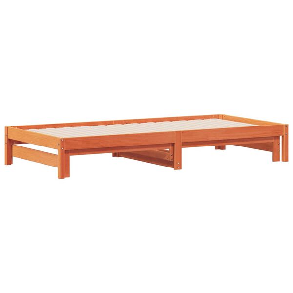 vidaXL Sofá cama nido madera maciza de pino marrón cera 90x200 cm