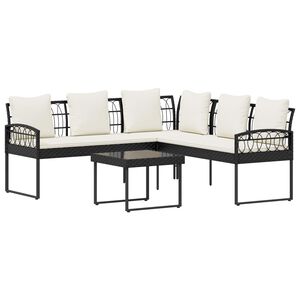 vidaXL Conjunto de sof&aacute;s de jard&iacute;n 2 uds. Negro y crema