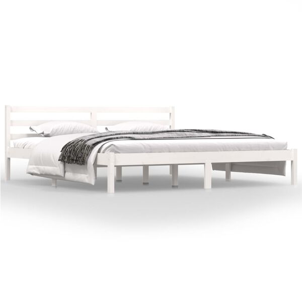 vidaXL Estructura de cama doble sin colch&oacute;n blanco 180x200 cm