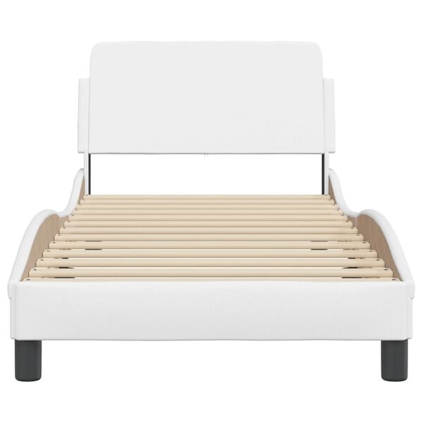 vidaXL Estructura de cama Dover cuero sint&eacute;tico blanco 90x190 cm