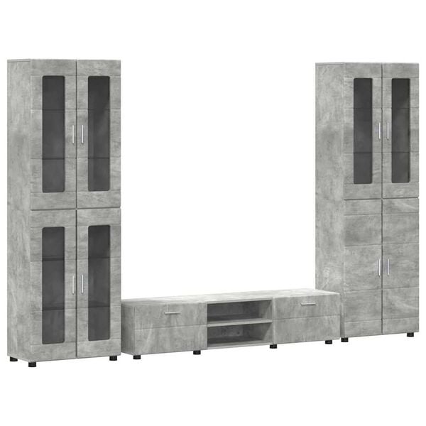 vidaXL Conjunto de mueble de TV con caj&oacute;n FLORIN Gris Concreto