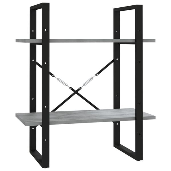 vidaXL Estantería 2 niveles madera contrachapada gris 60x30x70 cm