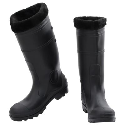 vidaXL Botas de agua con calcetines extraíbles negro número 42 PVC