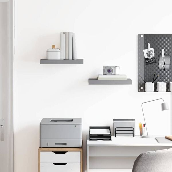 vidaXL Estantes flotantes de pared 2 uds MDF gris 40x23x3,8 cm