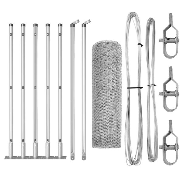 vidaXL Poste de Valla Plateado 10 x 0,6 m (malla de 25 mm) Acero