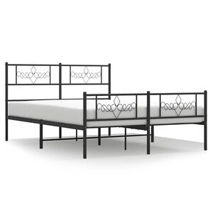 vidaXL Estructura cama sin colch&oacute;n con estribo metal negro 135x190 cm