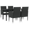 vidaXL Juego de comedor de jard&iacute;n 5 pzas rat&aacute;n sint&eacute;tico y acero negro