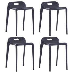vidaXL Taburetes apilables 4 unidades pl&aacute;stico negro