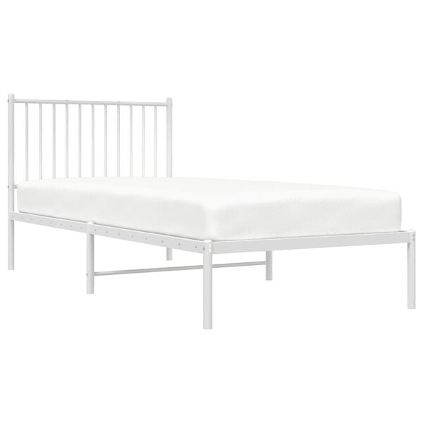 vidaXL Estructura cama sin colchón con cabecero metal blanco 90x200 cm
