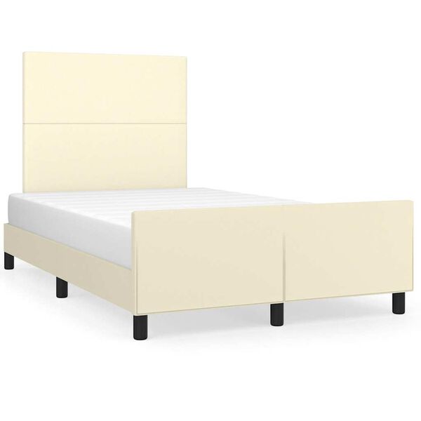 vidaXL Estructura de cama sin colch&oacute;n cuero sint&eacute;tico crema 120x190 cm