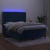 vidaXL Cama box spring colch&oacute;n y LED terciopelo azul oscuro 140x190 cm