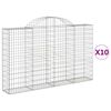 vidaXL Cestas gaviones 10 uds forma de arco hierro 200x30x120/140 cm