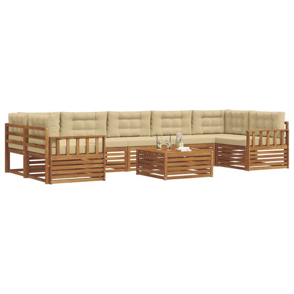 vidaXL Conjunto de sof&aacute;s de exterior con coj&iacute;n 8 pcs Natural y Beige