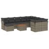 vidaXL Set de sof&aacute;s de jard&iacute;n 11 pzas y cojines rat&aacute;n sint&eacute;tico gris