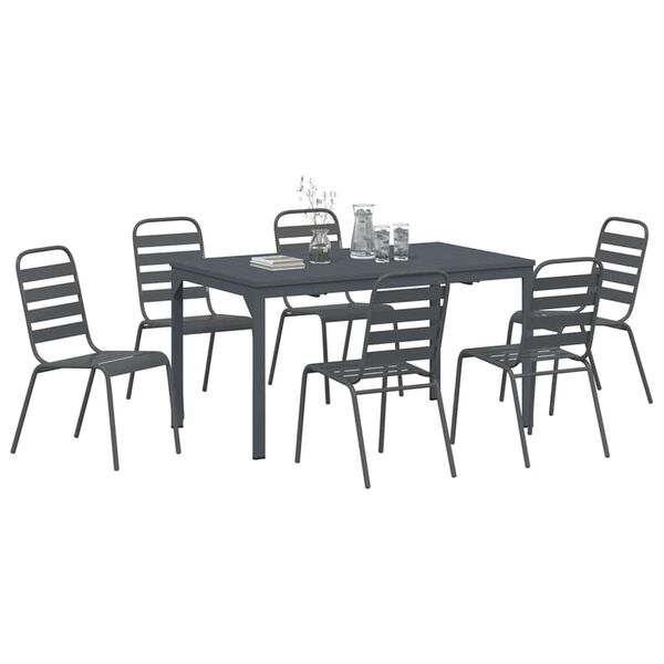 vidaXL Conjunto de Comedor de Jard&iacute;n 7 pcs Antracita