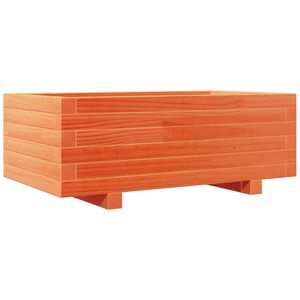 vidaXL Jardinera de madera maciza de pino marr&oacute;n cera 70x40x26,5 cm