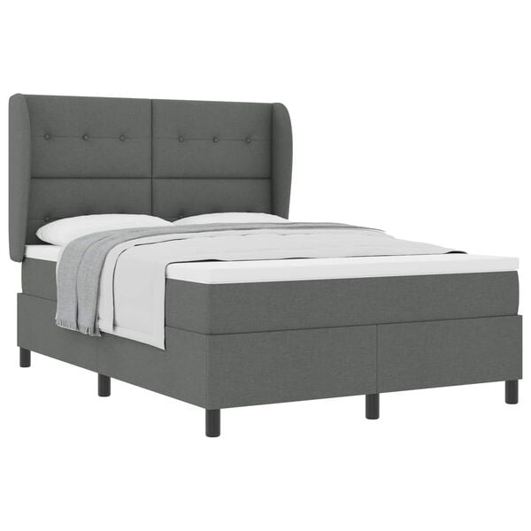 vidaXL Cama tipo Box Spring con colch&oacute;n Gris oscuro 160 x 200 cm tela