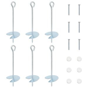 vidaXL Ancla de tierra 6 pcs Plateado &Oslash;10 x 30 cm Metal galvanizado