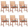 vidaXL Sillas comedor de jard&iacute;n y cojines 6 uds madera maciza acacia