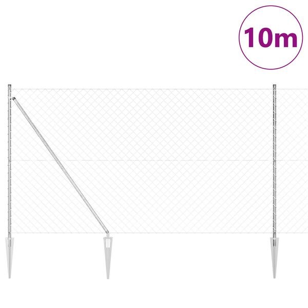 vidaXL Poste de Valla Plateado 10 x 1,5 m (malla de 60 x 60 mm) Acero