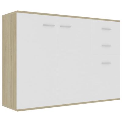 vidaXL Aparador madera contrachapada blanco roble Sonoma 105x30x75 cm