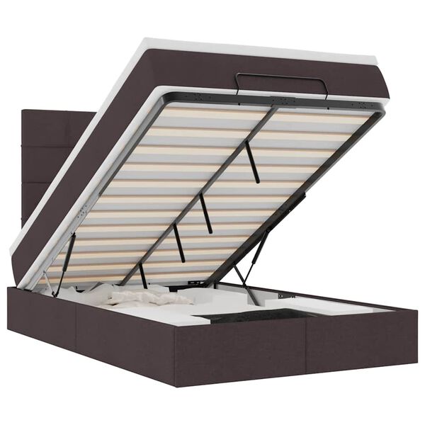 vidaXL Estructura de cama otomana colch&oacute;n tela marr&oacute;n oscuro 120x190cm