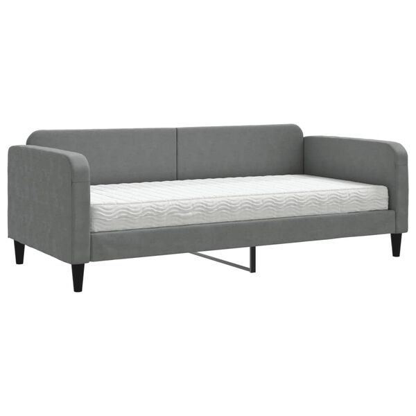 vidaXL Sof&aacute; cama con colch&oacute;n tela gris oscuro 90x190 cm