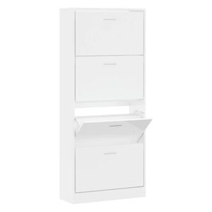 vidaXL Mueble zapatero madera contrachapada blanco brillo 63x24x147 cm