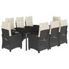 vidaXL Set de comedor de jard&iacute;n 9 pzas y cojines rat&aacute;n sint&eacute;tico negro