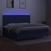 vidaXL Cama box spring colch&oacute;n y luces LED tela azul 200x200 cm