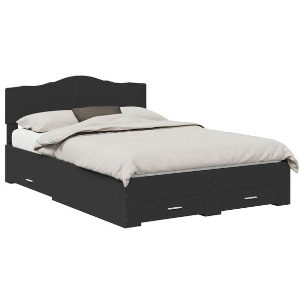 vidaXL Estructura de cama Negro 150 x 200 cm Madera de ingenier&iacute;a