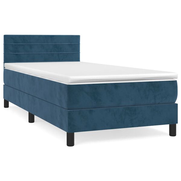 vidaXL Cama box spring con colch&oacute;n terciopelo azul oscuro 80x200 cm
